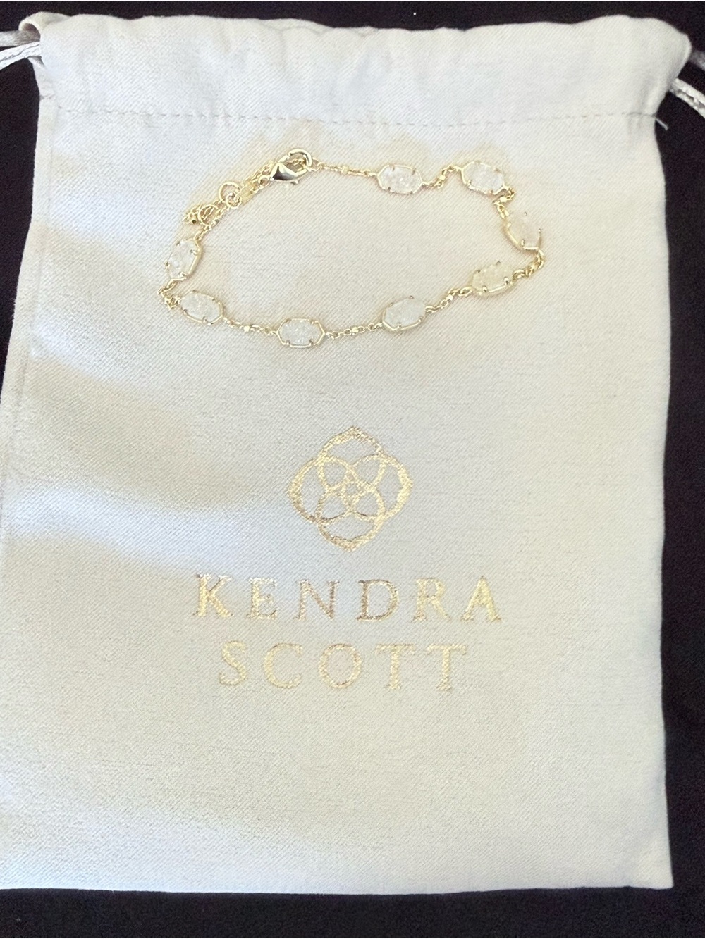 Kendra Scott Emilie Gold Chain Bracelet Iridescent Drusy